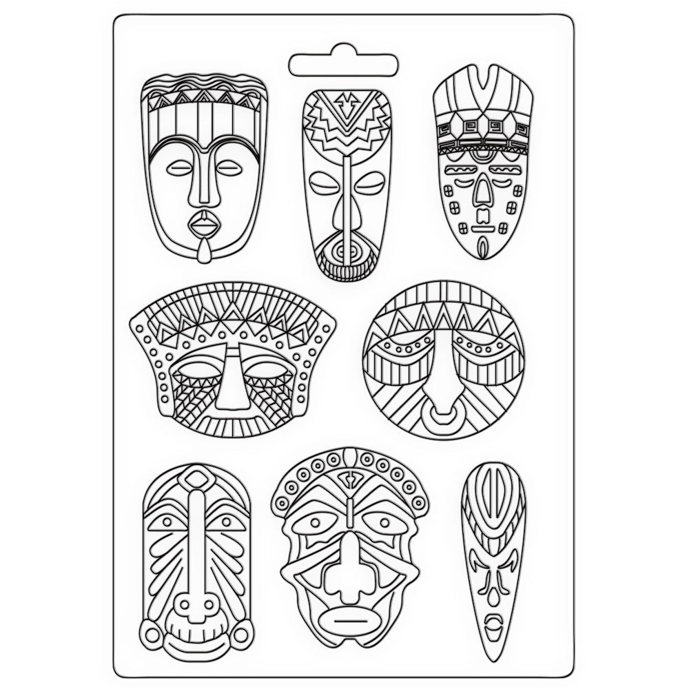 Stamperia Soft Maxi Mould - Savana Tribal Masks