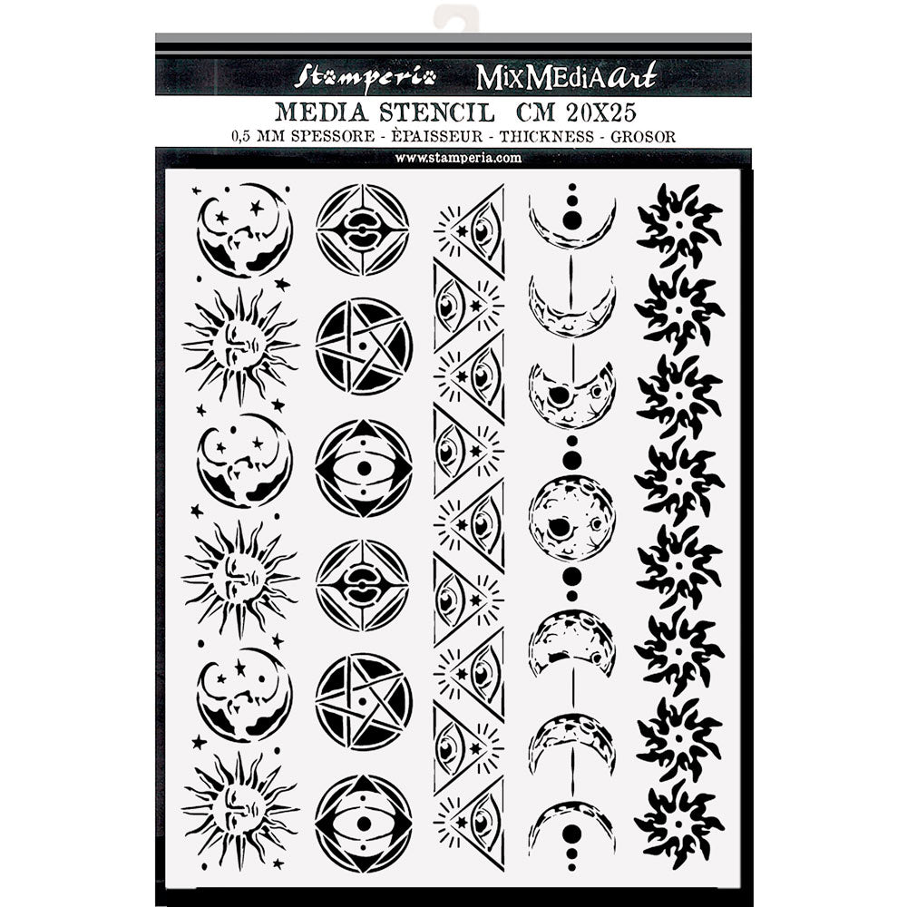 Stamperia Media Stencil - Alchemy - Symbols & Borders