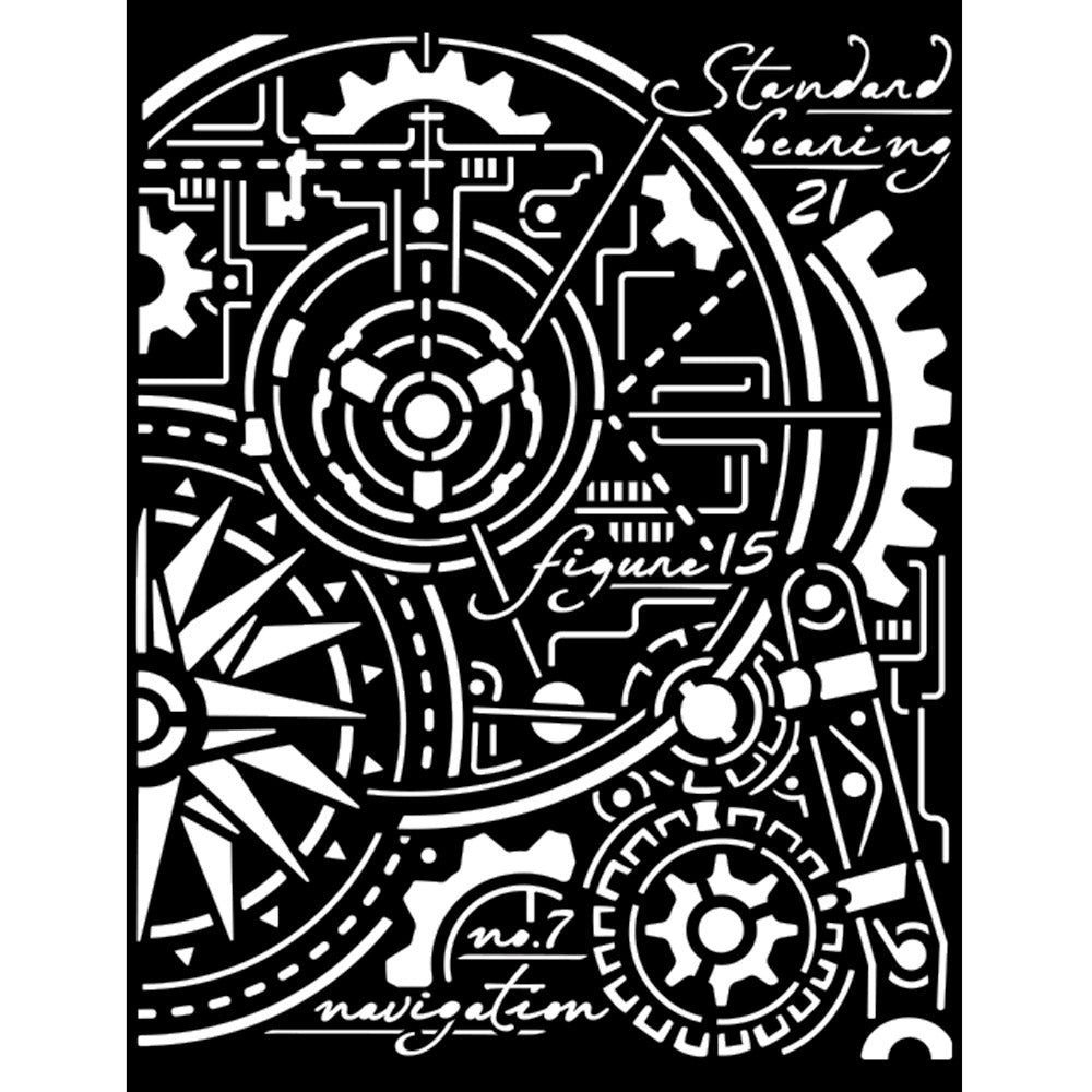 Stamperia Media Stencil - Gears Compass - Sir Vagabond Aviator