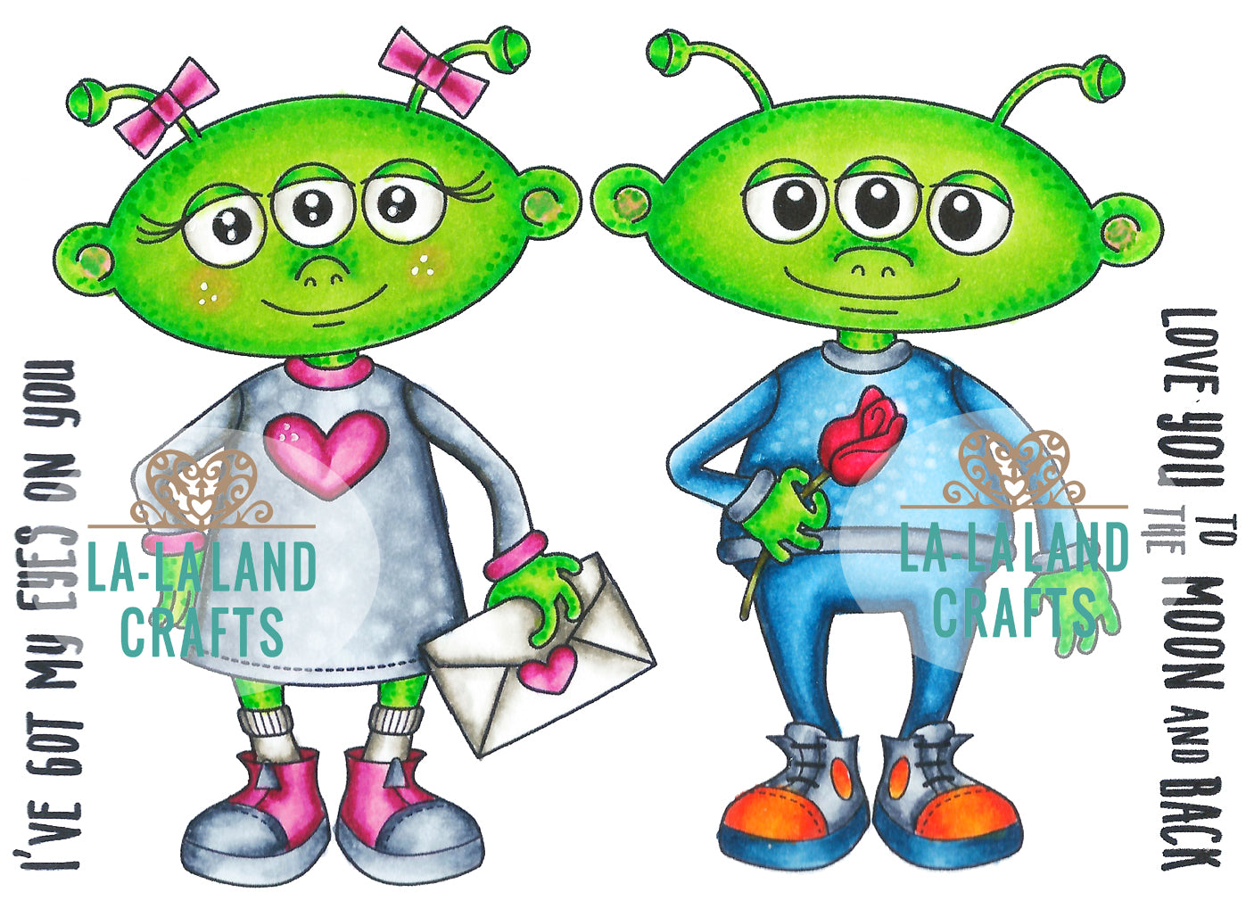 La La Land- Love Aliens Rubber Stamp
