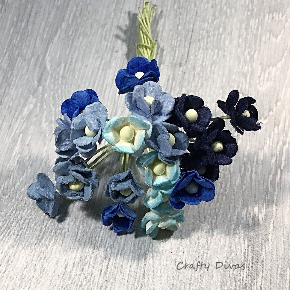 Mulberry Mini Sweetheart Blossom Flowers - Blues