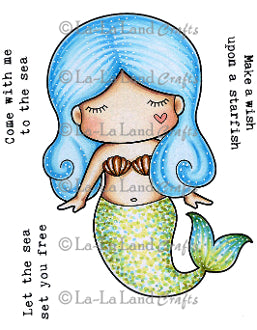 La La Land- Paper Doll Marci - Mermaid (w/ Sentiments) Rubber Stamp