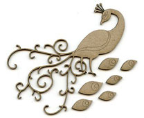 Chipboard Embellishments- Peacock and tail feathers