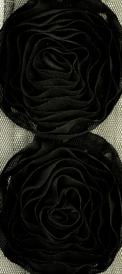 Large 'Ribbon Roses' Black