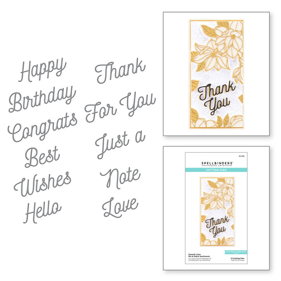 Spellbinders Etched Die - Smooth Lines Mix & Match Sentiments
