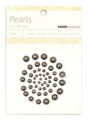 Pearls- Self adhesive- Pewter 50pcs