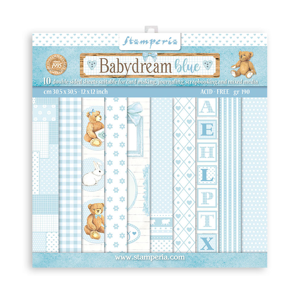 Stamperia Double-Sided Paper Pad - 12x12 - Babydream Blue
