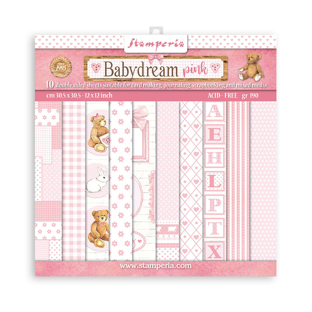 Stamperia Double-Sided Paper Pad - 12x12 - Babydream Pink