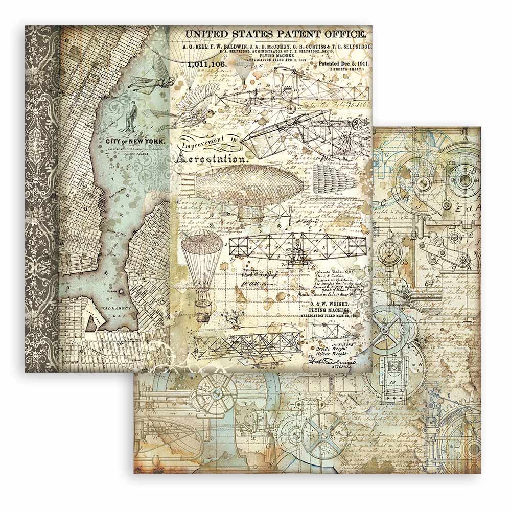 Stamperia Backgrounds Double-Sided Paper Pad 8x8 - Sir Vagabond Aviator