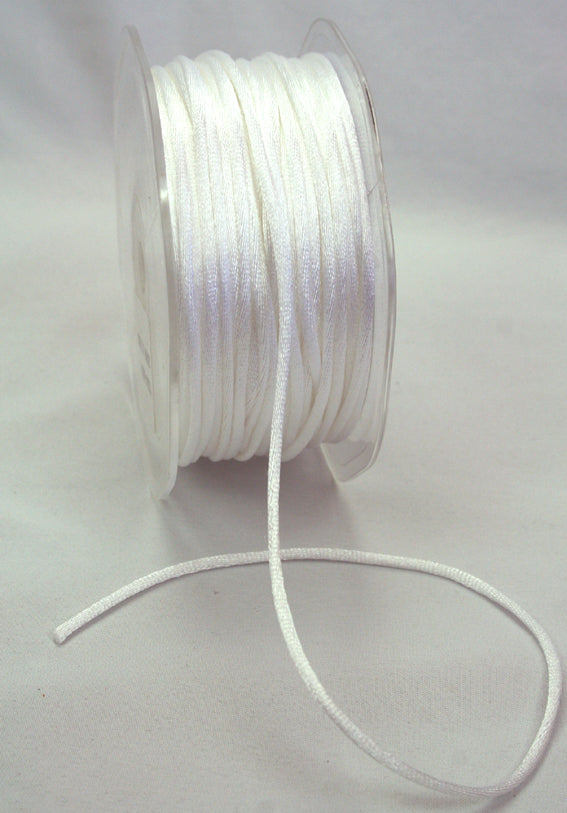 Satin String Ribbon- Rat tail- White- 5m