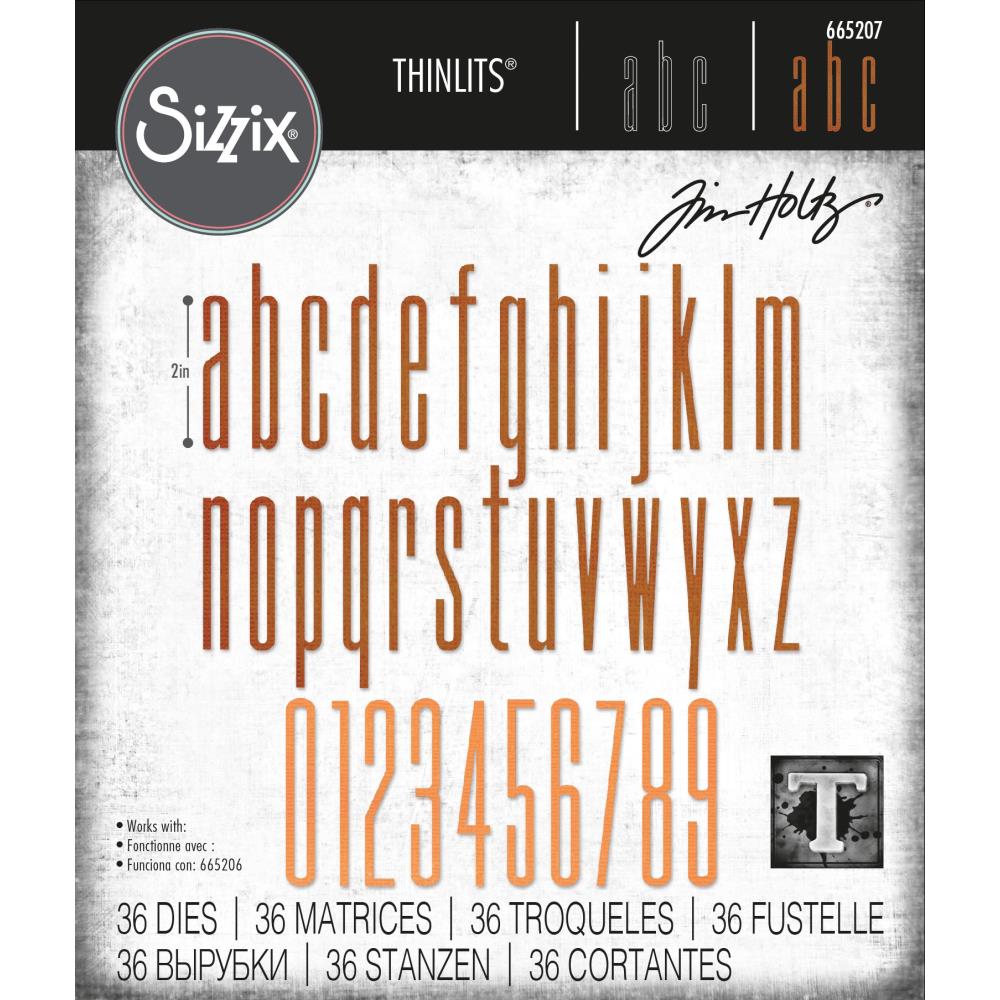 Sizzix Thinlits Dies By Tim Holtz - Alphanumeric Stretch Lower & Numbers