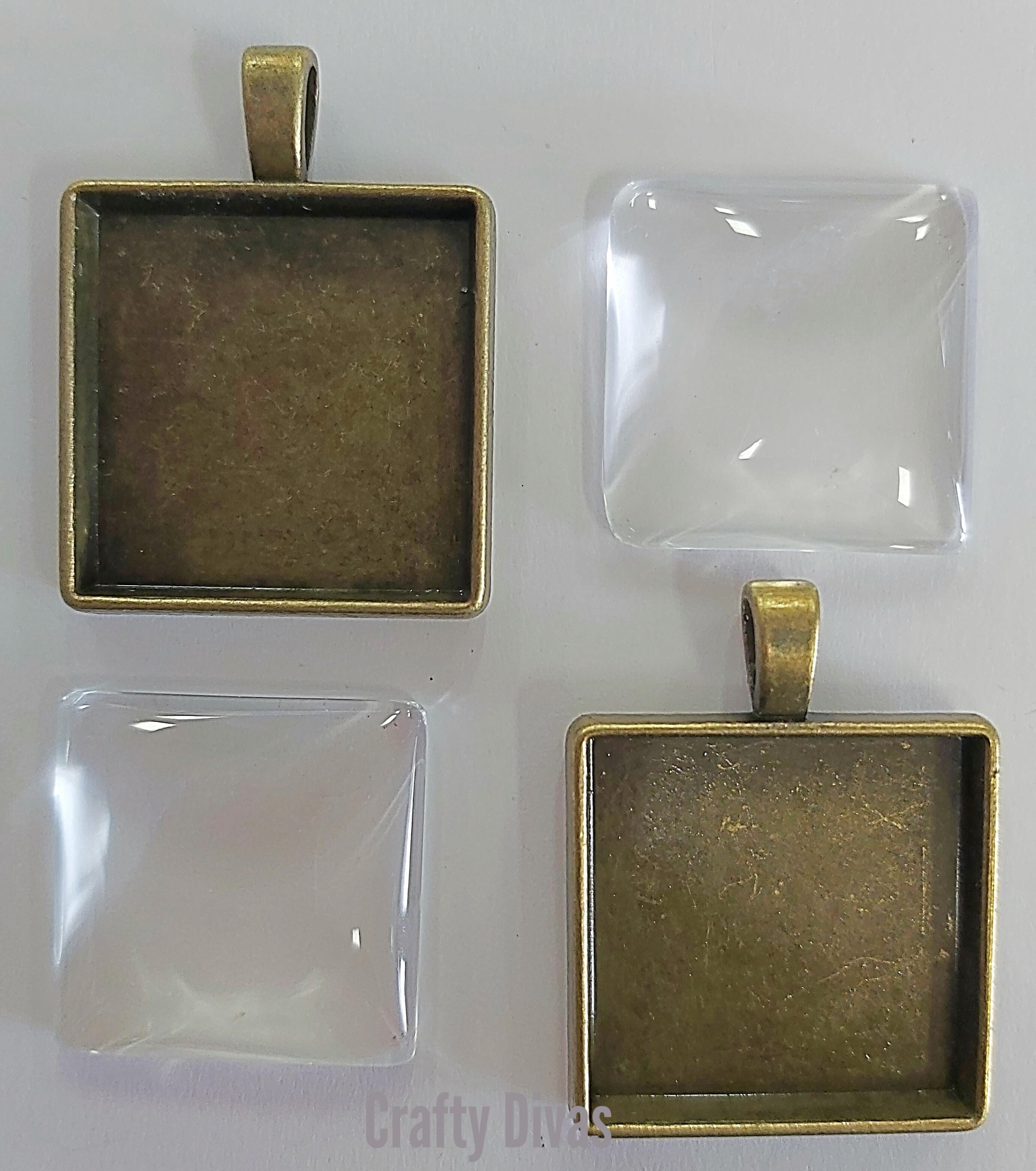Square Pendant with Cabochon Setting