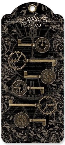 Graphic 45 Staples Metal Clock Keys - Antique Brass
