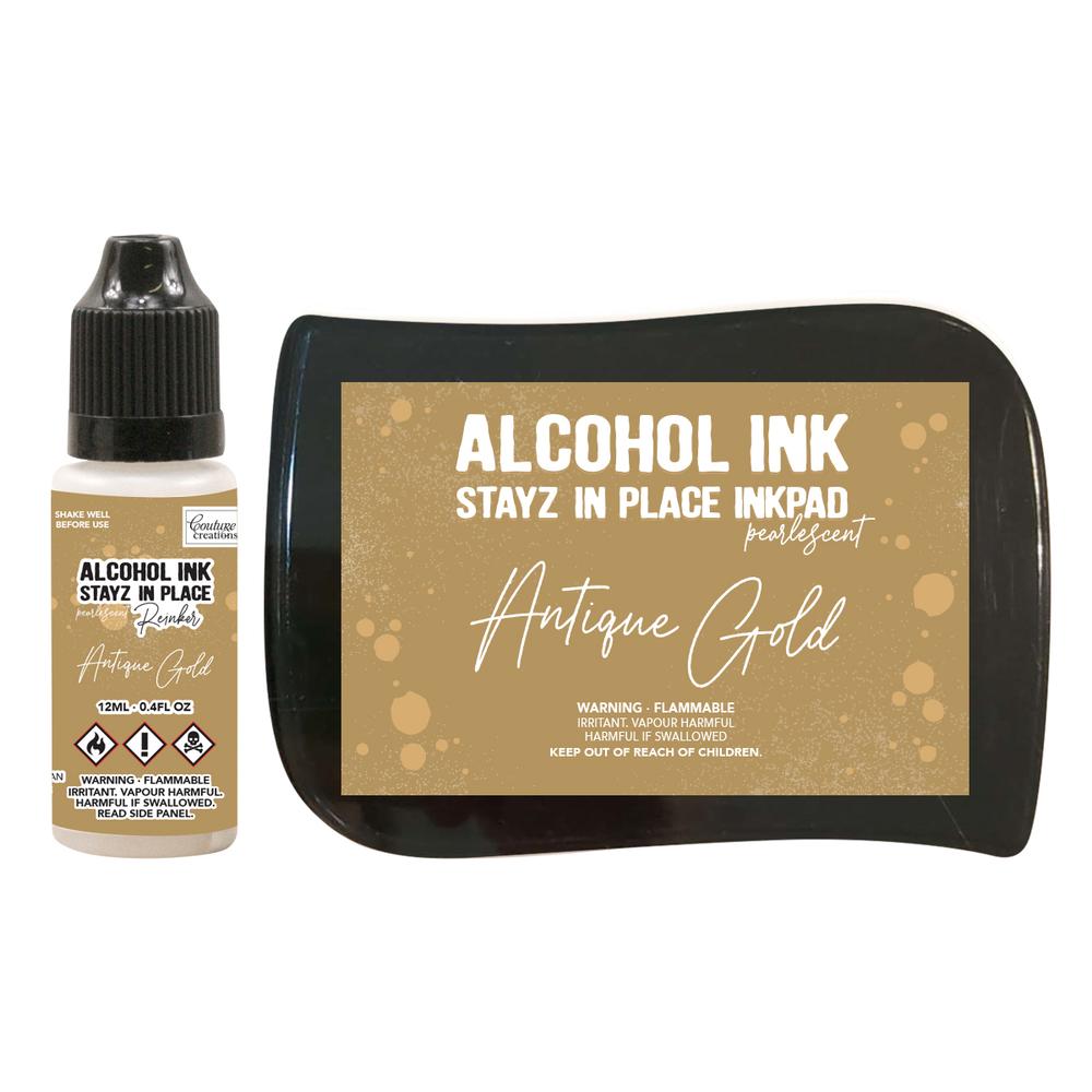 Stayz in Place Alcohol Ink Pad with ReInker - Antique Gold