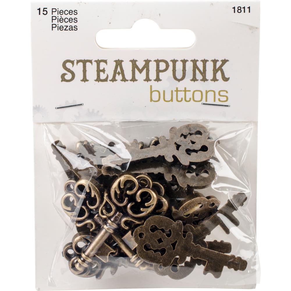Steampunk Buttons - Antique Gold Key