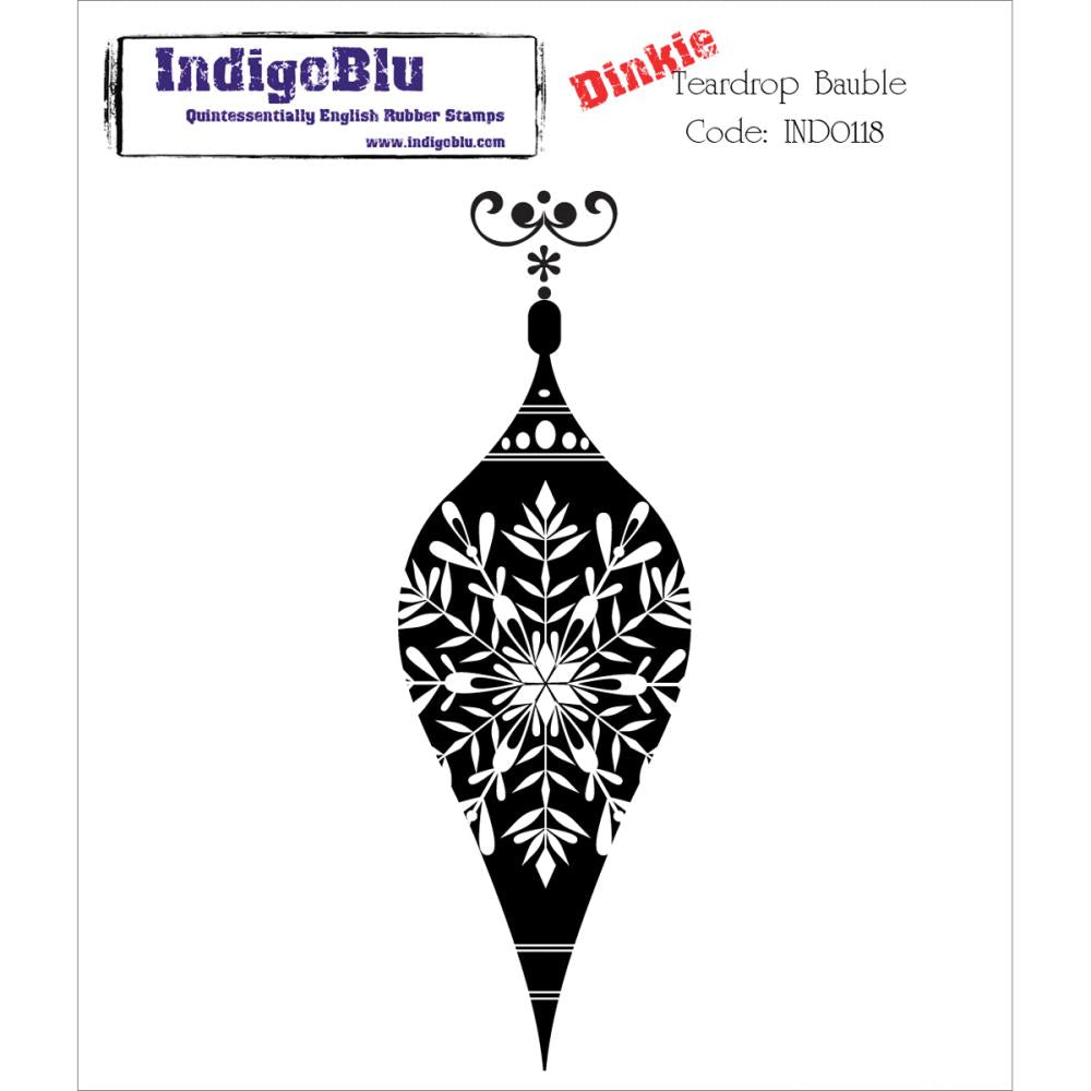 IndigoBlu Cling Mounted Stamp- Teardrop Bauble-Dinkie