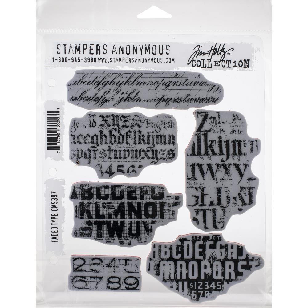 Tim Holtz Cling Rubber Stamp Set - Faded Type