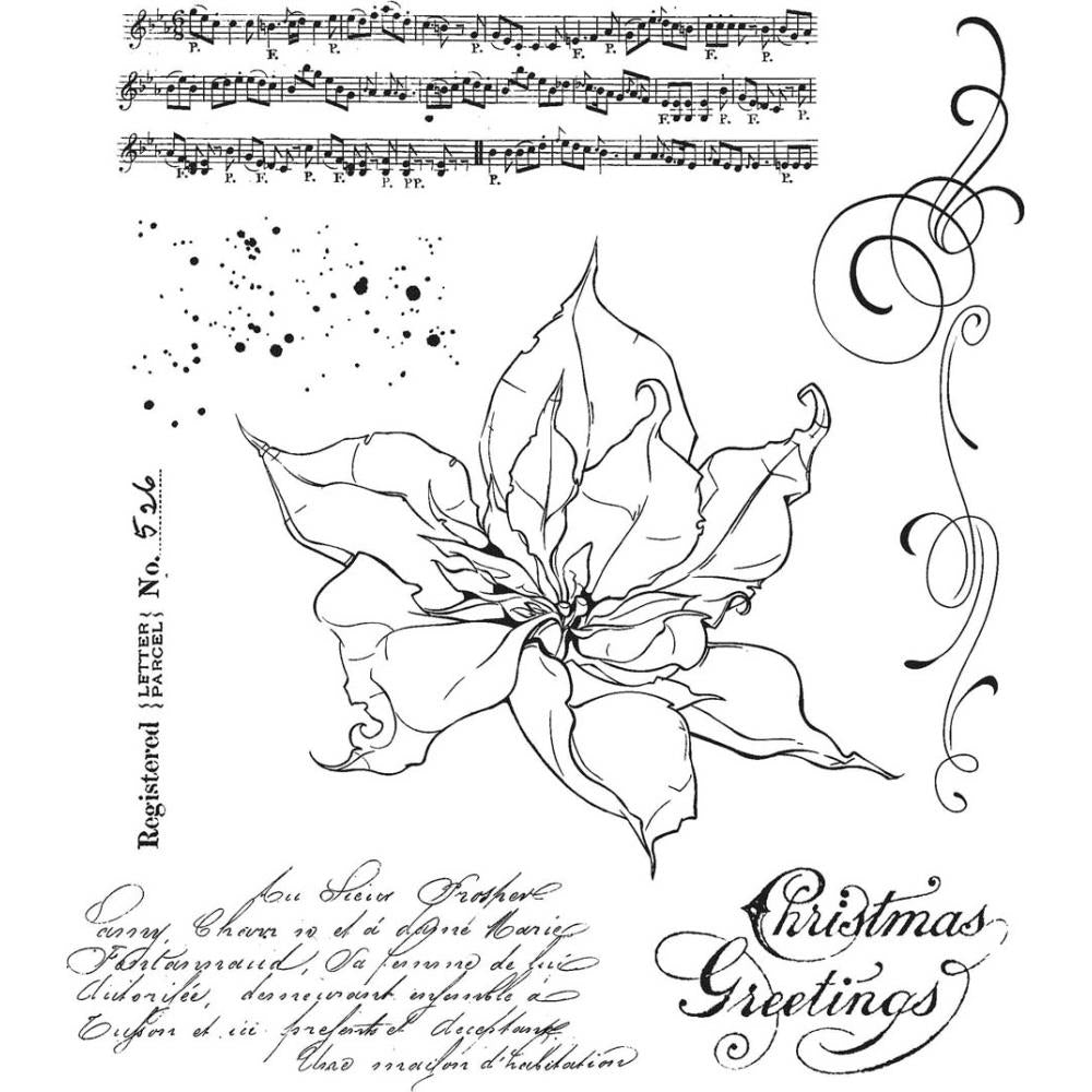 Tim Holtz Cling Rubber Stamp Set - The Poinsettia
