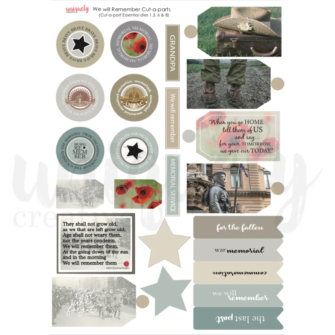 Uniquely Creative - Cut-A-Part Sheet - We Will Remember