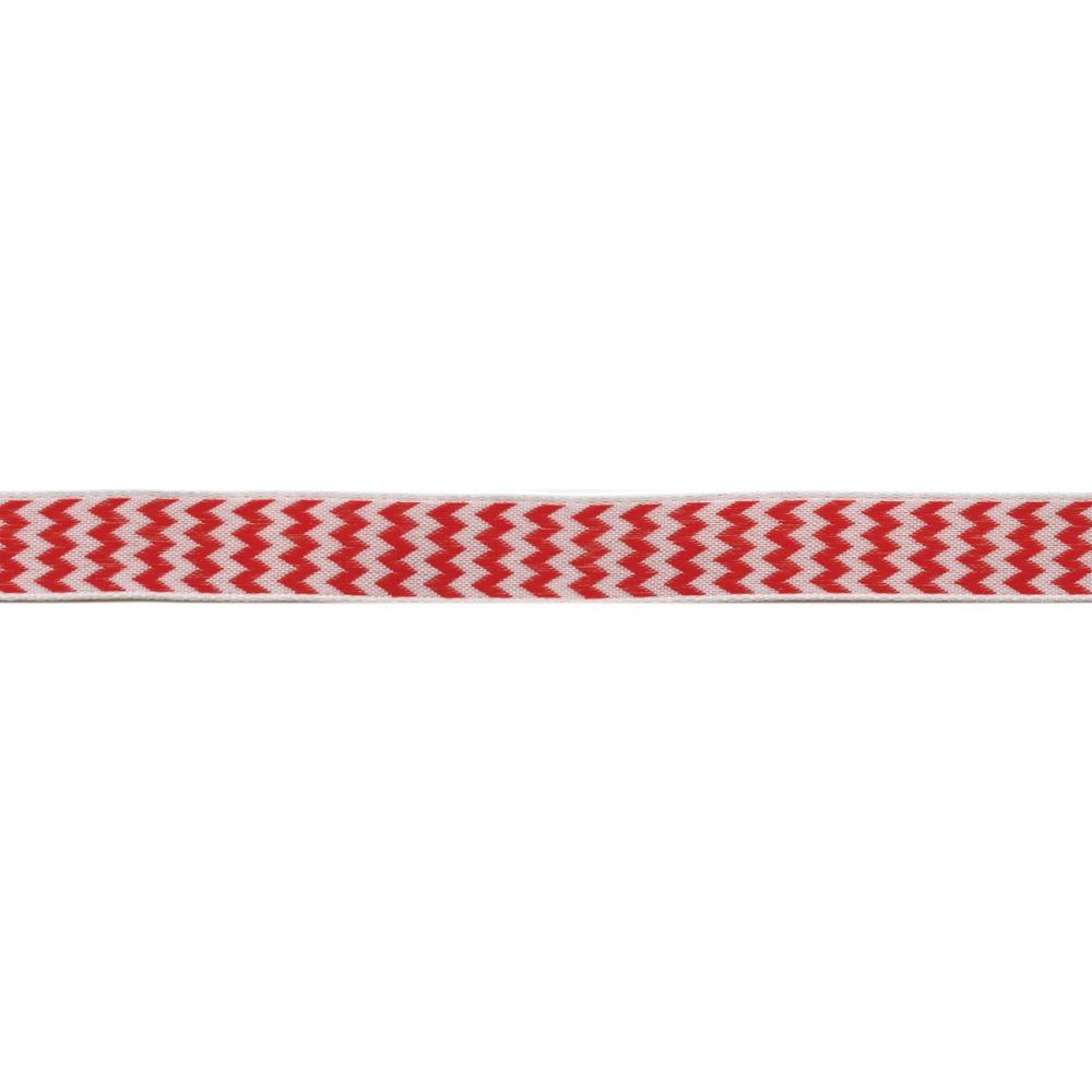 Wired Woven Chevron Stripes Ribbon 5/8"- Red & White