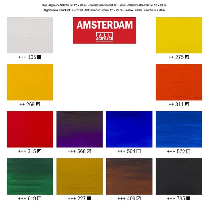 Amsterdam Acrylic General Selection 12X20ML - Crafty Divas