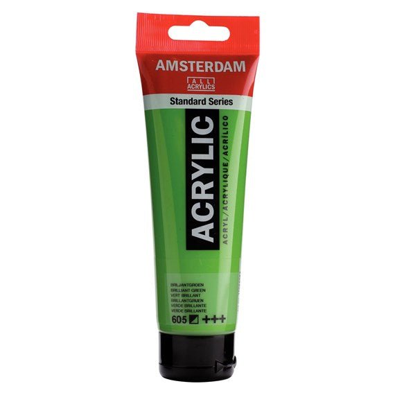 Amsterdam All Acrylics Paint - Brilliant Green 605 - Crafty Divas