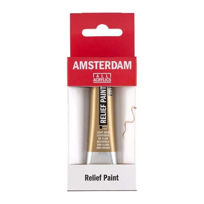 Amsterdam Relief Paint 20ml Light Gold 802 - Crafty Divas