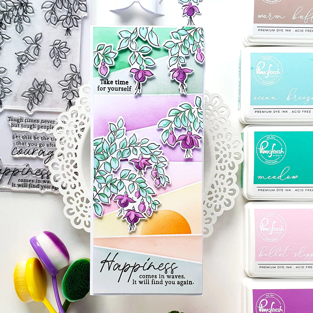 Pinkfresh Studio Clear Stamp Set - Fuchsias