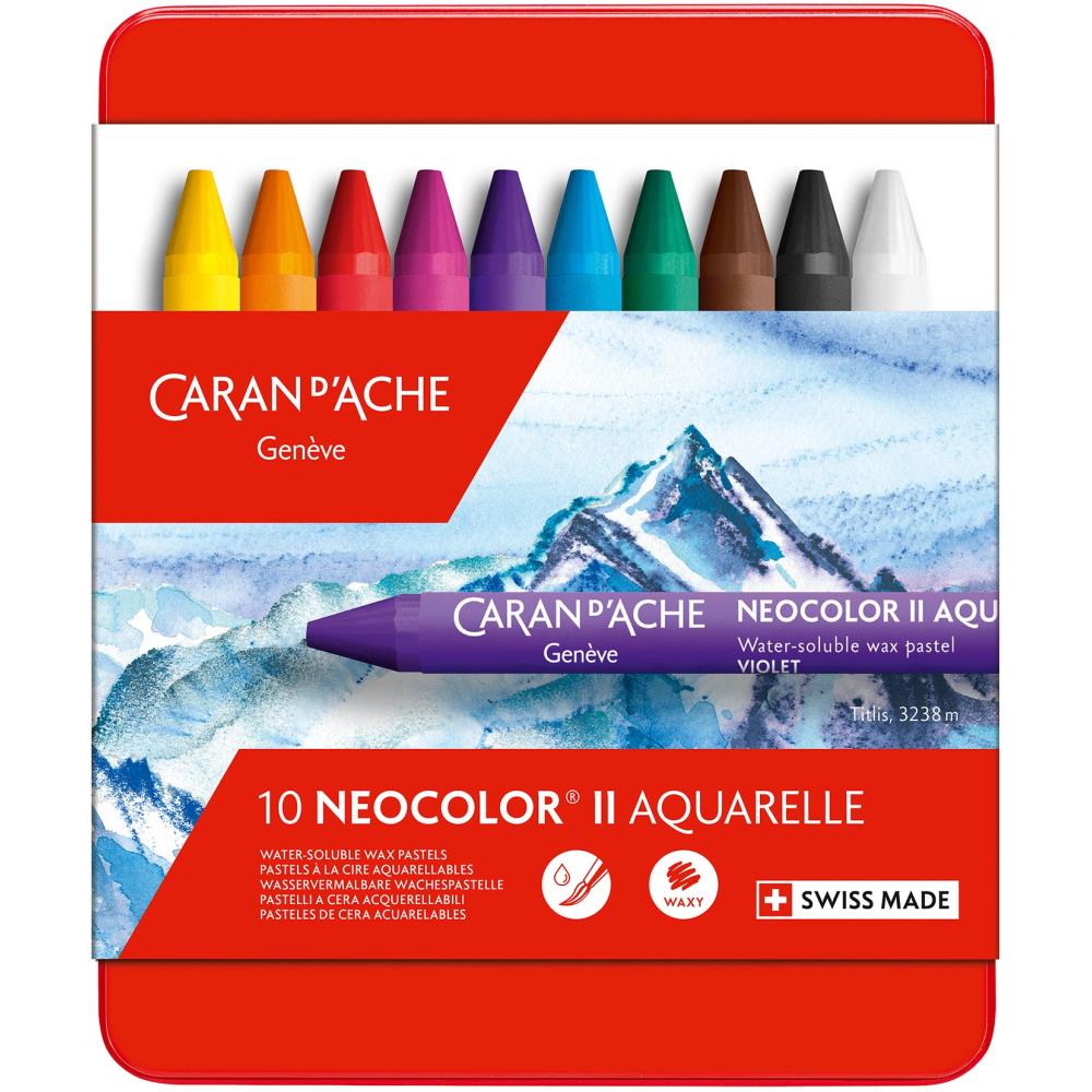 Caran D'Ache NeoColor II Water Soluble Wax Pastel Set - 10 pack - Crafty Divas
