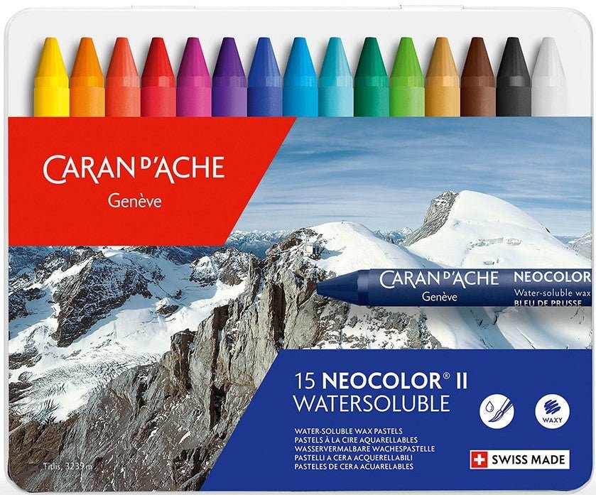 Caran D'Ache NeoColor II Water Soluble Wax Pastel Set - 15 pack - Crafty Divas