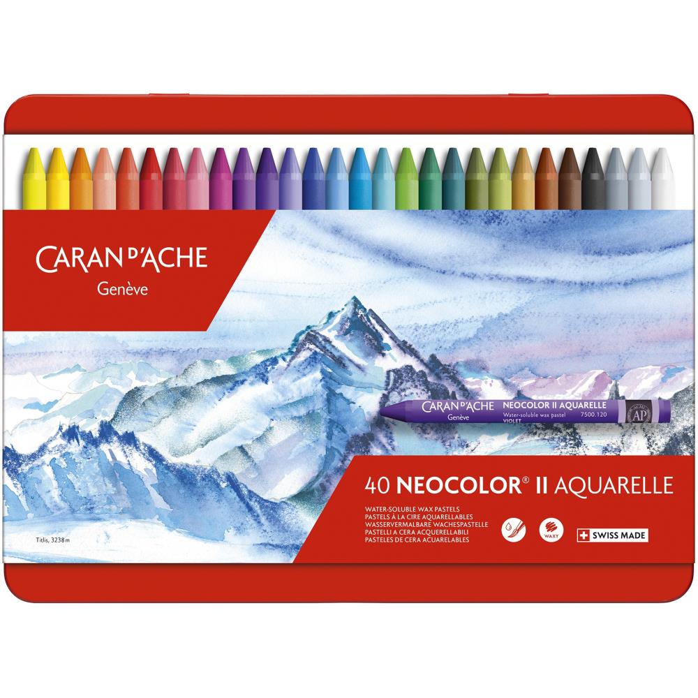 Caran D'Ache NeoColor II Water Soluble Wax Pastel Set - 40 pack - Crafty Divas