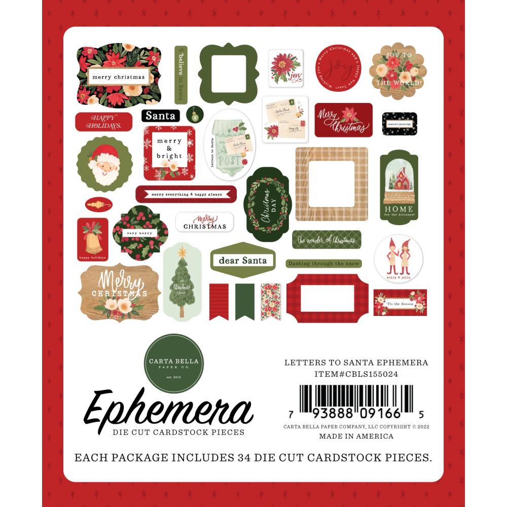 Carta Bella Cardstock Ephemera - Icons Letters To Santa - Crafty Divas