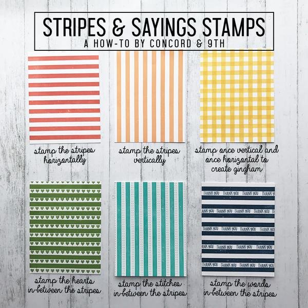 Concord & 9th - STRIPES & SAYINGS Stamp Set - Crafty Divas