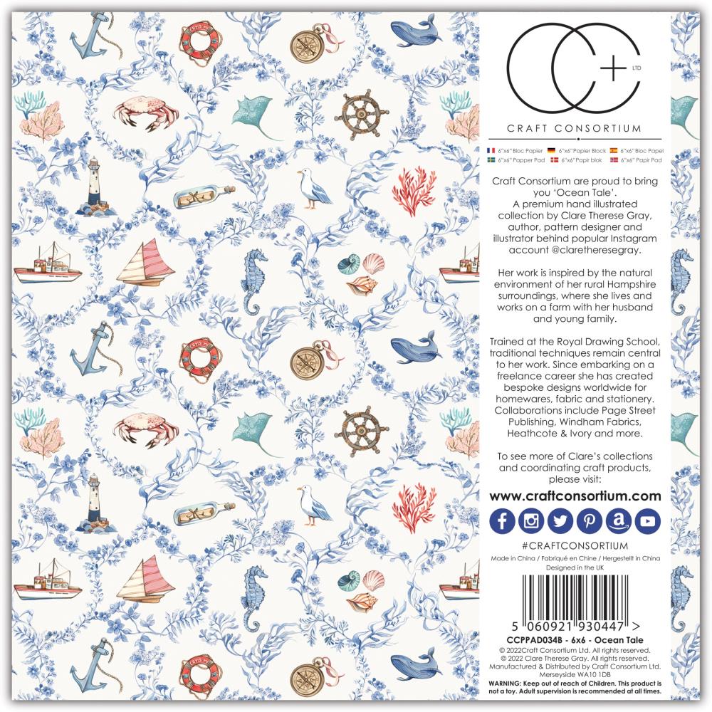 Craft Consortium Double-Sided Paper Pad 6X6 - Ocean Tale - Crafty Divas