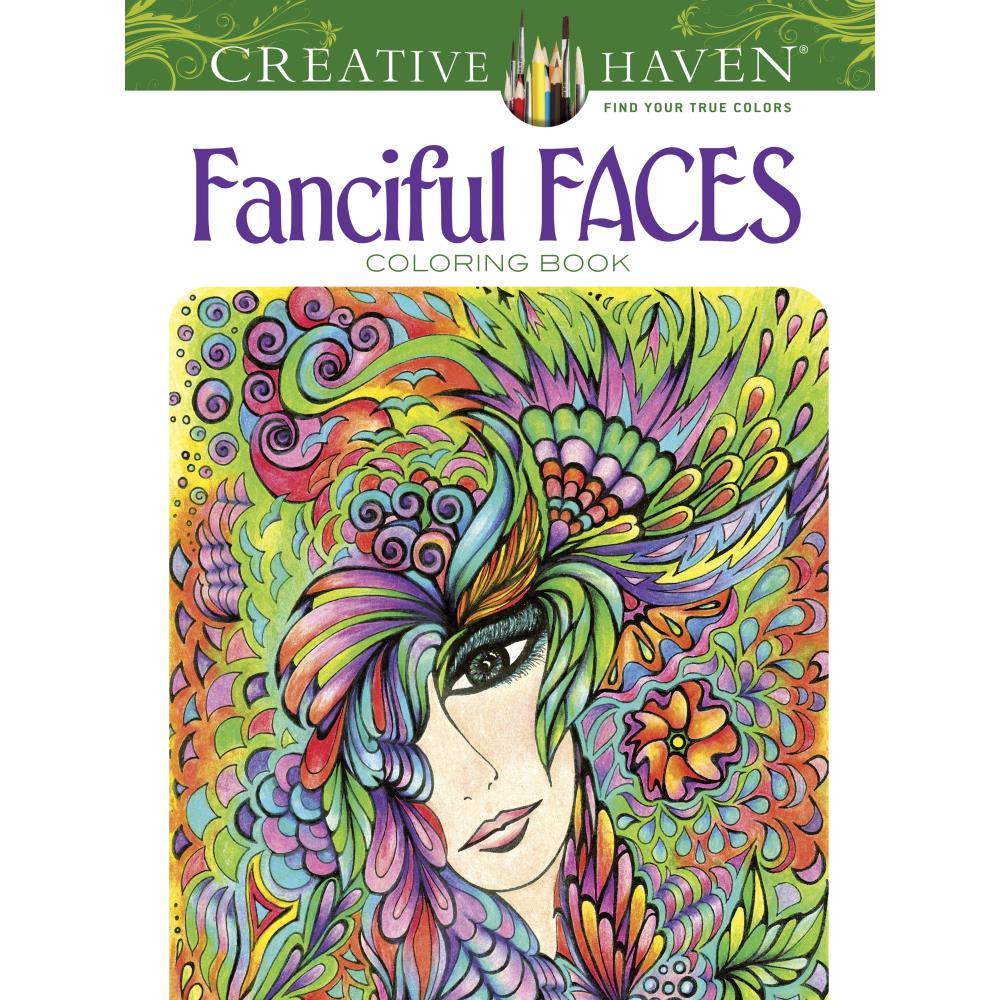 Creative Haven Colouring Book - Fanciful Faces - Crafty Divas