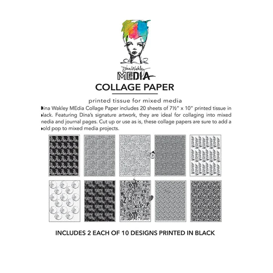 Dina Wakley Media Collage Tissue Paper - Jumbled Letters - Crafty Divas
