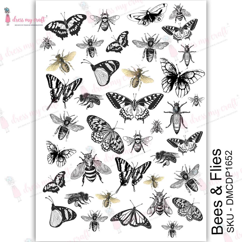 Dress My Craft Transfer Me Sheet A4 - Bees & Flies - Crafty Divas