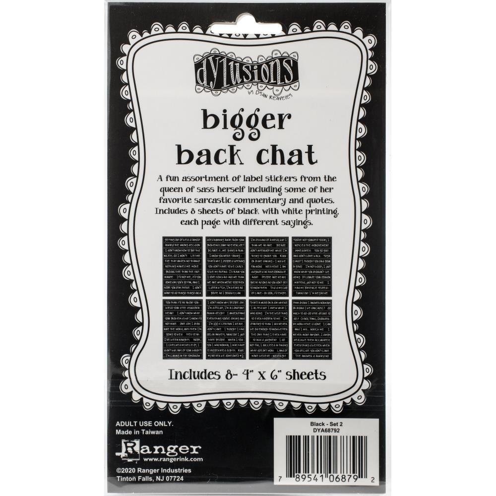 Dyan Reaveley's Dylusions Bigger Back Chat Stickers - Black Set 2 - Crafty Divas