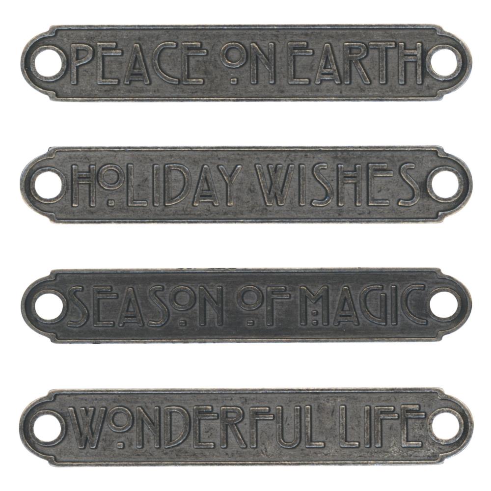 Idea-Ology - Metal Word Plaques 4 pack - Christmas