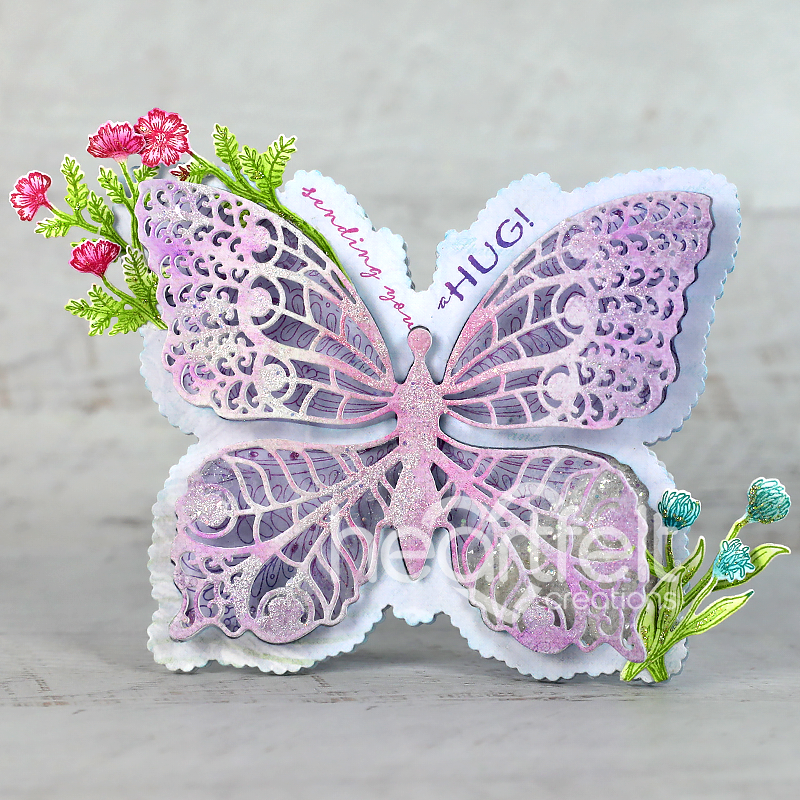 Heartfelt Creations - Large Floral Butterfly Cling Stamp Set..